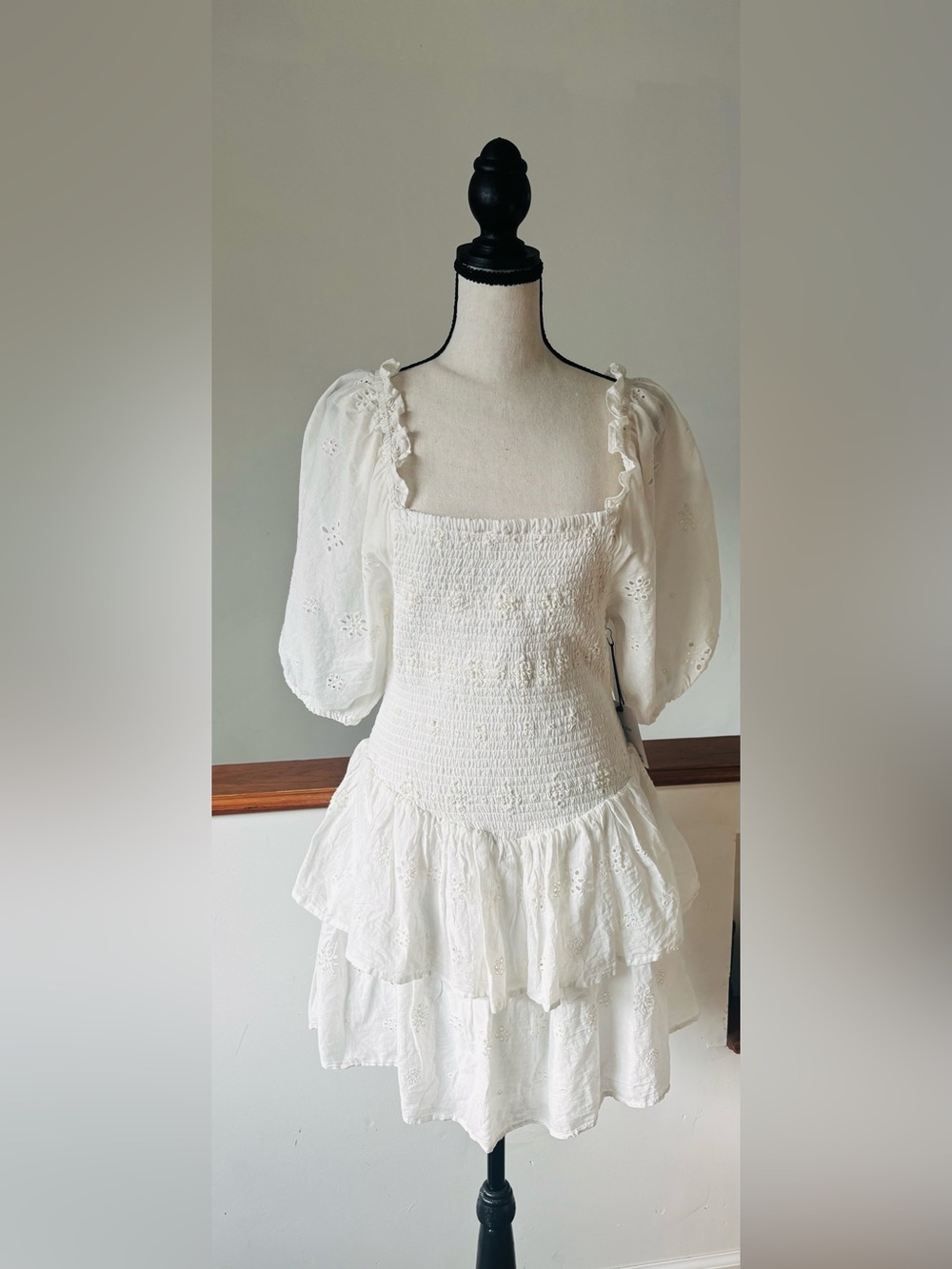 Japna Eyelet Cottagecore Milkmaid Tiered Dress